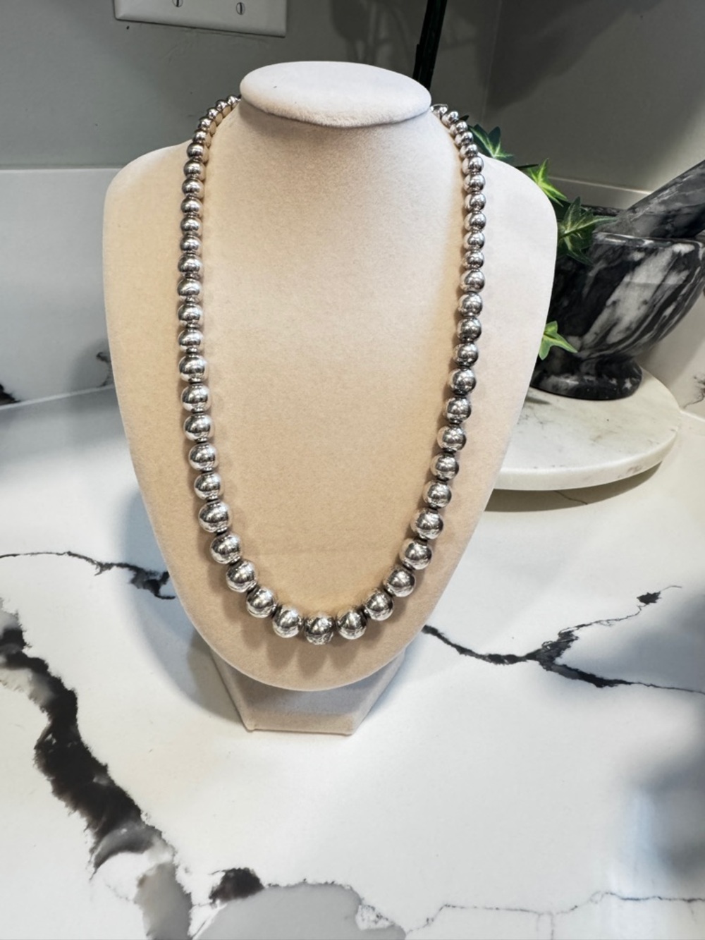 Sterling Silver Bead Necklace - Classic Silver Women’s Jewelry